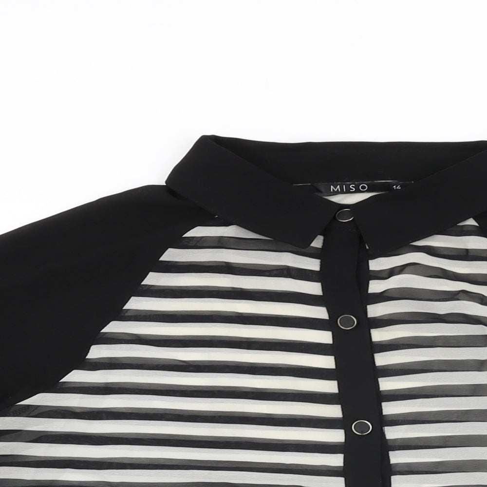 Womens UK Size 14 Miso Black Basic Button-Up