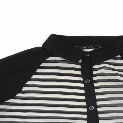 Womens UK Size 14 Miso Black Basic Button-Up