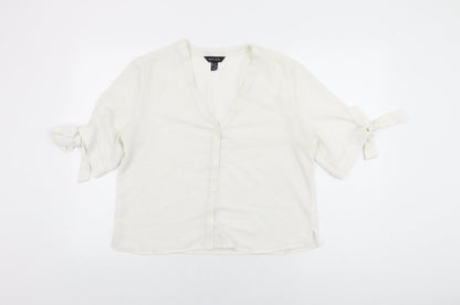 Womens UK Size 14 New Look White Basic Button-Up