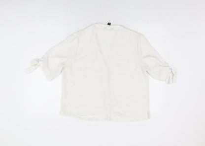 Womens UK Size 14 New Look White Basic Button-Up