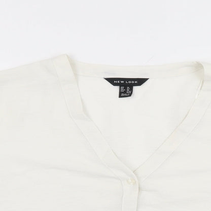 Womens UK Size 14 New Look White Basic Button-Up