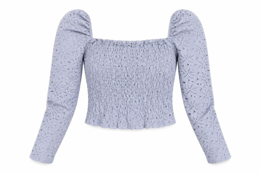 Womens UK Size 10 Topshop Blue Cropped T-Shirt