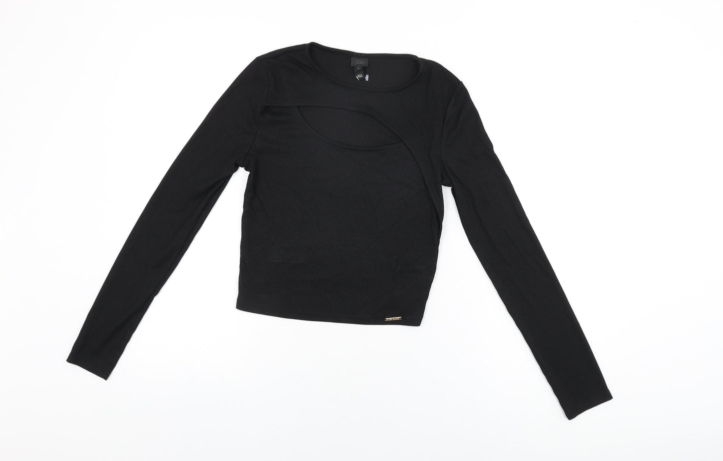 Womens UK Size 8 River Island Black Basic T-Shirt
