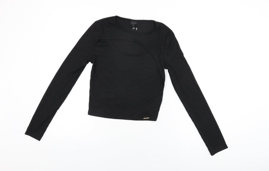 Womens UK Size 8 River Island Black Basic T-Shirt
