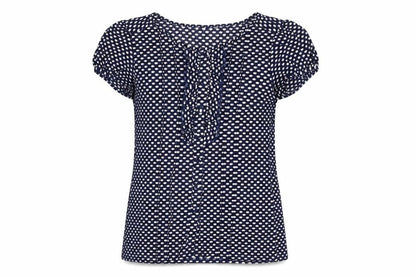 Marks & Spencer Womens Blue Geometric Polyester Basic Button-Up Size 12 Round Neck