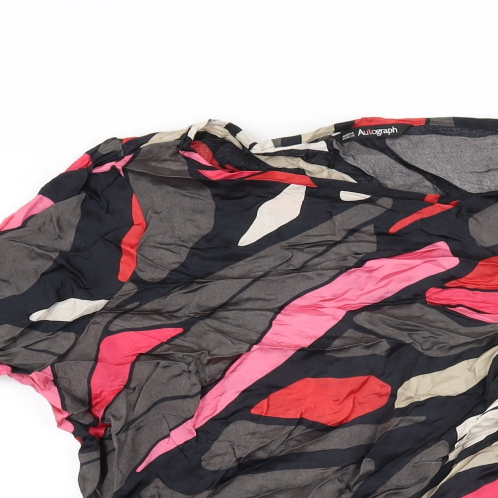 Autograph Womens Multicoloured Geometric Viscose Basic T-Shirt Size 18 Round Neck