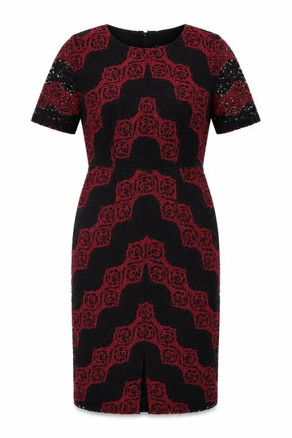 Precis Womens Black Geometric Polyamide Bodycon Size 10 Round Neck Zip