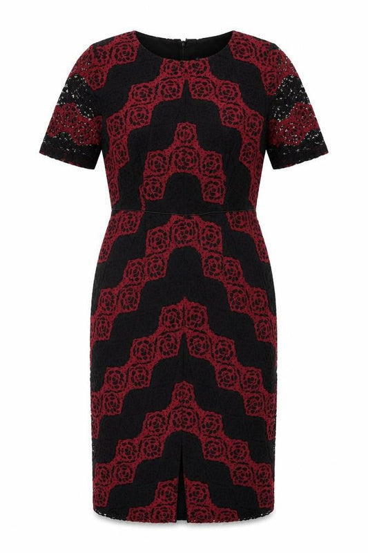 Precis Womens Black Geometric Polyamide Bodycon Size 10 Round Neck Zip