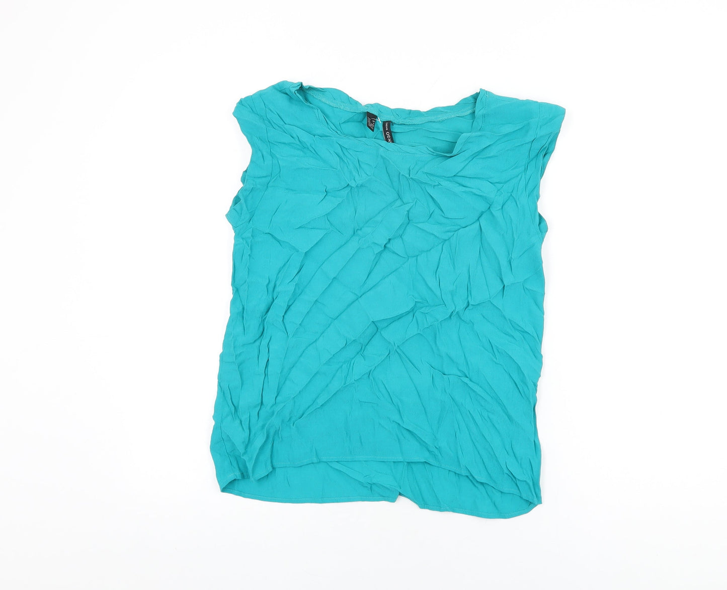 Womens UK Size XS Mango Blue Basic T-Shirt