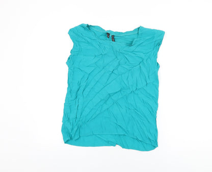 Womens UK Size XS Mango Blue Basic T-Shirt