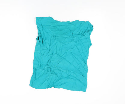 Womens UK Size XS Mango Blue Basic T-Shirt
