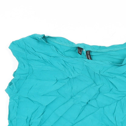 Womens UK Size XS Mango Blue Basic T-Shirt