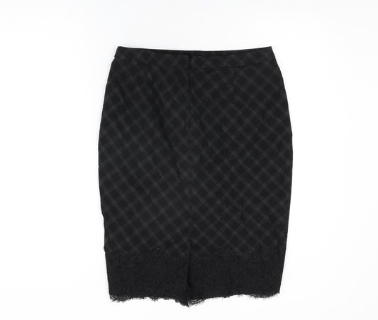 Marks and Spencer Womens Black Geometric Polyester Straight & Pencil Skirt Size 12 Zip