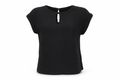 Warehouse Womens Black Polyester Basic T-Shirt Size 10 Round Neck
