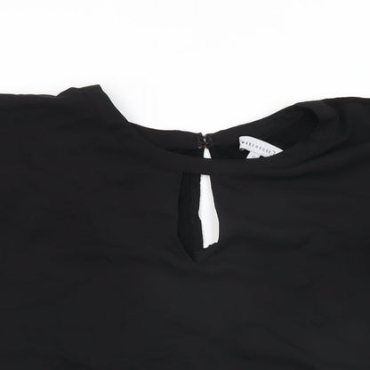 Warehouse Womens Black Polyester Basic T-Shirt Size 10 Round Neck