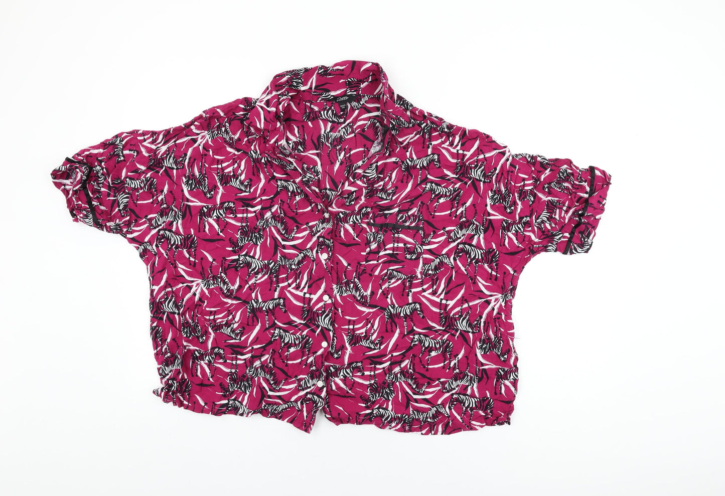 Pretty Secrets Womens Pink Geometric Viscose Top Pyjama Top Size 24 Button - Zebra Print