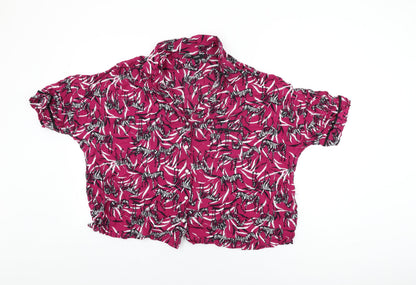 Pretty Secrets Womens Pink Geometric Viscose Top Pyjama Top Size 24 Button - Zebra Print