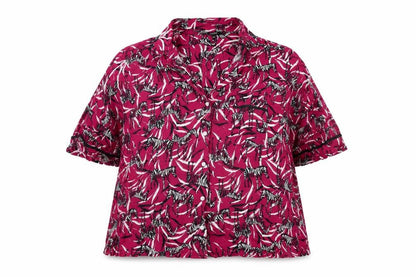 Pretty Secrets Womens Pink Geometric Viscose Top Pyjama Top Size 24 Button - Zebra Print