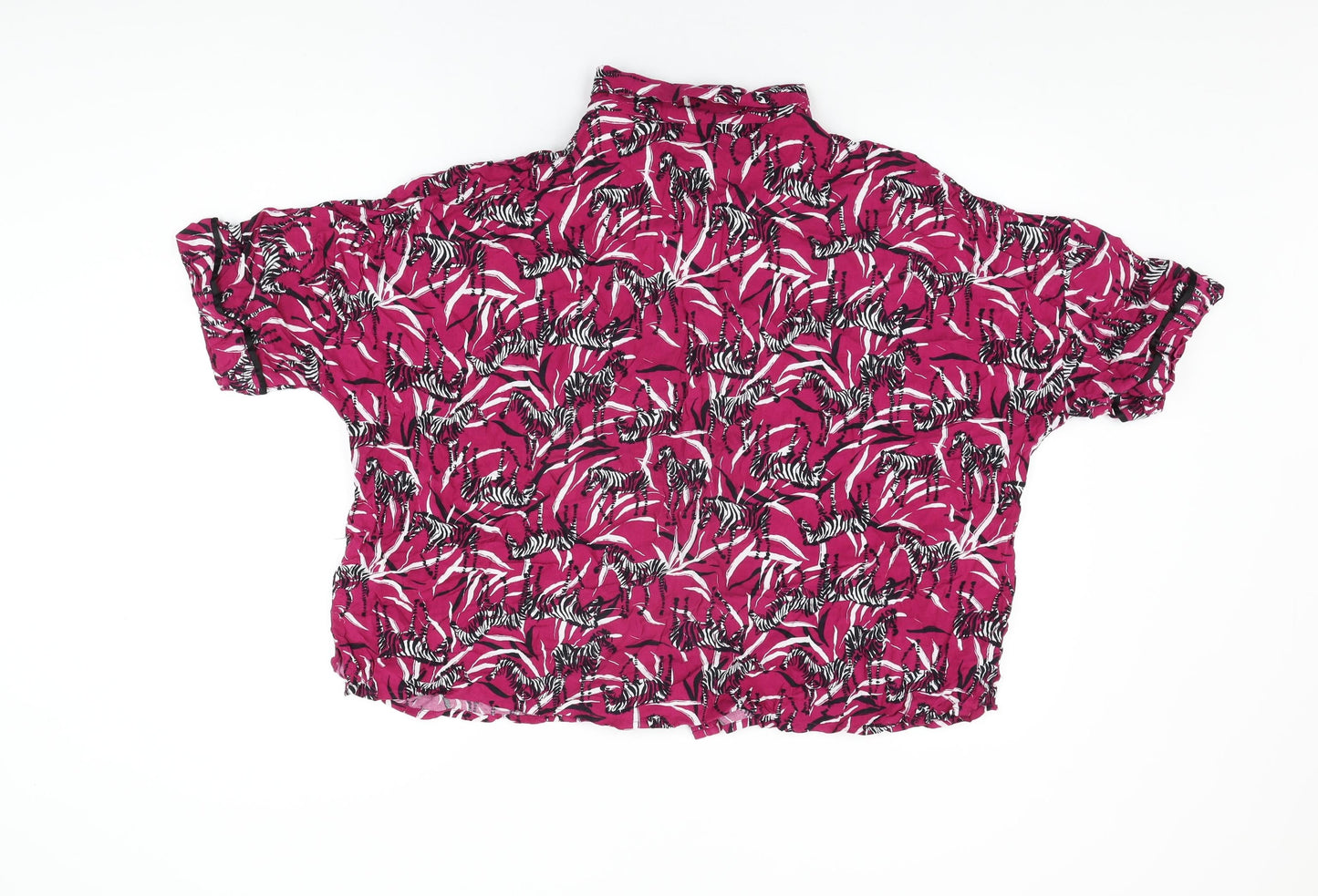 Pretty Secrets Womens Pink Geometric Viscose Top Pyjama Top Size 24 Button - Zebra Print