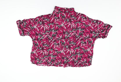 Pretty Secrets Womens Pink Geometric Viscose Top Pyjama Top Size 24 Button - Zebra Print