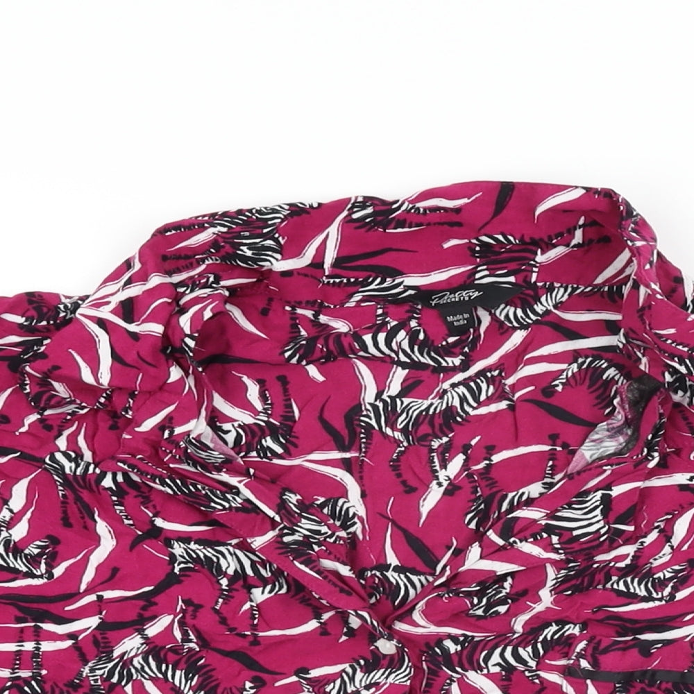 Pretty Secrets Womens Pink Geometric Viscose Top Pyjama Top Size 24 Button - Zebra Print