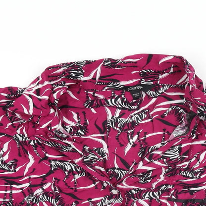 Pretty Secrets Womens Pink Geometric Viscose Top Pyjama Top Size 24 Button - Zebra Print