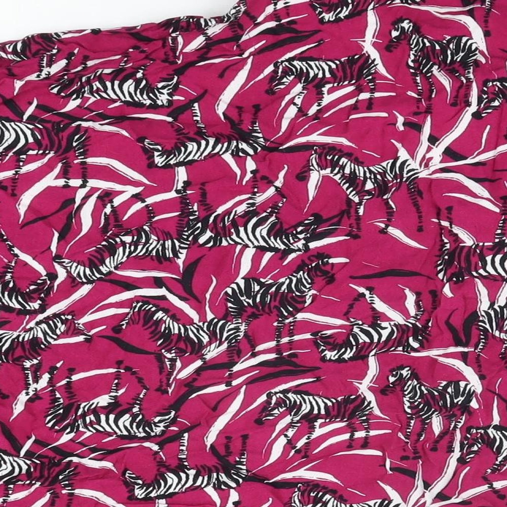 Pretty Secrets Womens Pink Geometric Viscose Top Pyjama Top Size 24 Button - Zebra Print