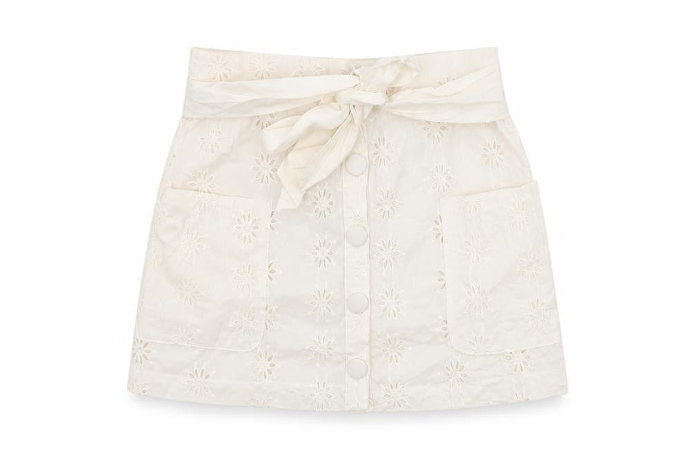 ASOS Womens White Floral Cotton Mini Skirt Size 8 Button