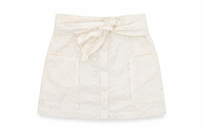 ASOS Womens White Floral Cotton Mini Skirt Size 8 Button