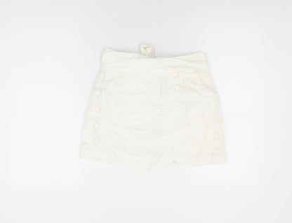 ASOS Womens White Floral Cotton Mini Skirt Size 8 Button