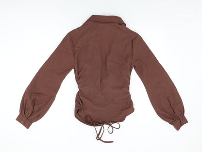 Womens UK Size 8 PRETTYLITTLETHING Brown Basic Blouse