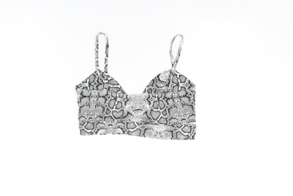 Nasty Gal Womens White Animal Print Polyester Cropped T-Shirt Size 10 V-Neck