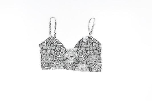 Nasty Gal Womens White Animal Print Polyester Cropped T-Shirt Size 10 V-Neck