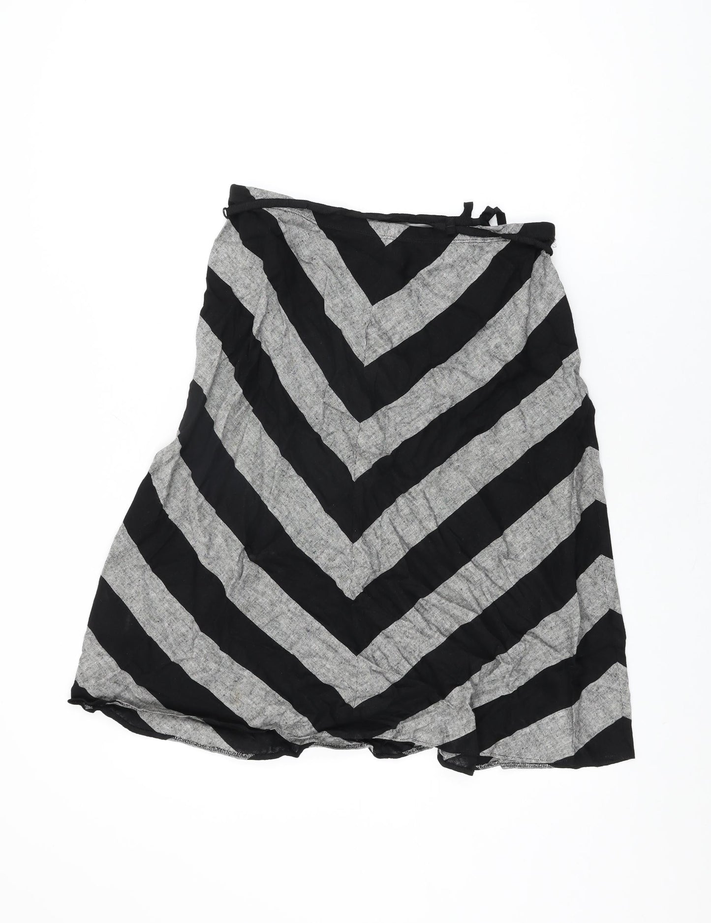 Marks and Spencer Womens Grey Striped Linen Swing Skirt Size 12