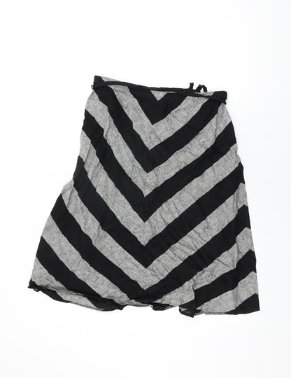 Marks and Spencer Womens Grey Striped Linen Swing Skirt Size 12