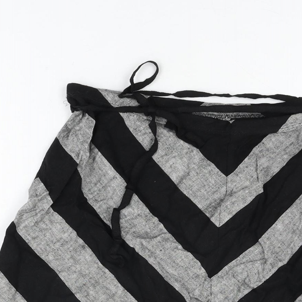 Marks and Spencer Womens Grey Striped Linen Swing Skirt Size 12
