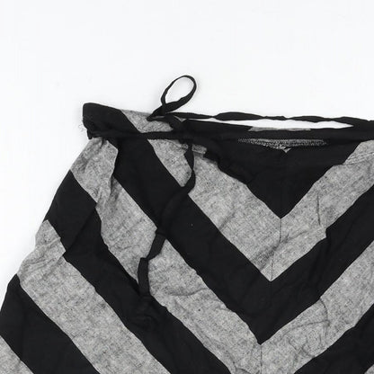Marks and Spencer Womens Grey Striped Linen Swing Skirt Size 12