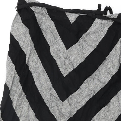 Marks and Spencer Womens Grey Striped Linen Swing Skirt Size 12