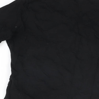 New Look Womens Black Cotton Basic T-Shirt Size 8 V-Neck