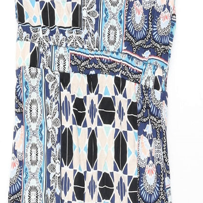 Warehouse Womens Multicoloured Geometric Viscose Maxi Size 8 V-Neck Pullover