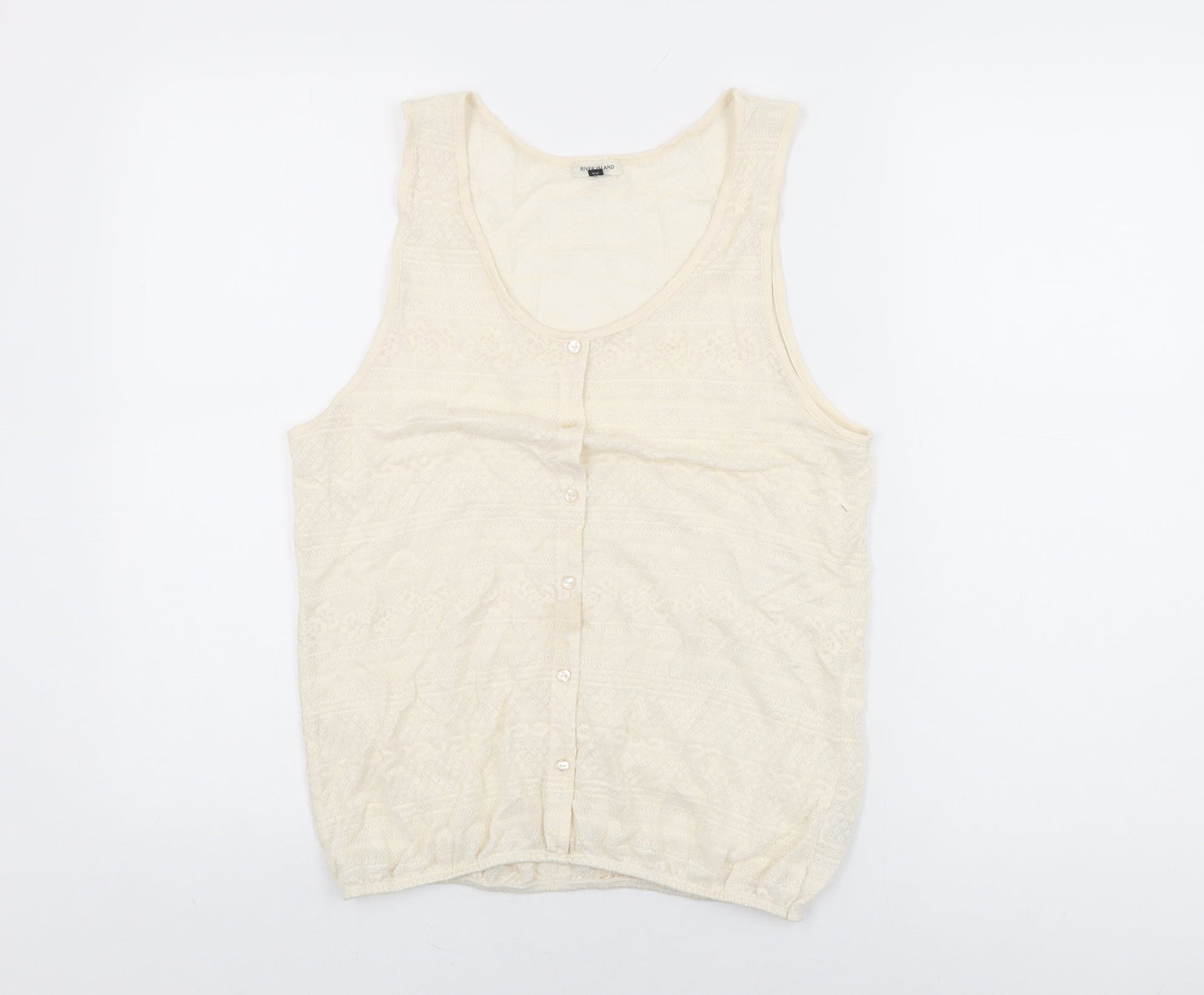 Womens UK Size 12 River Island Ivory Basic T-Shirt