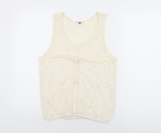 Womens UK Size 12 River Island Ivory Basic T-Shirt