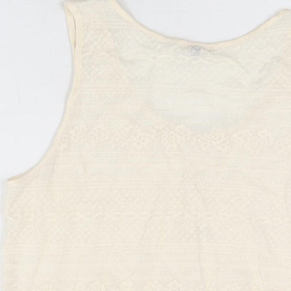 Womens UK Size 12 River Island Ivory Basic T-Shirt