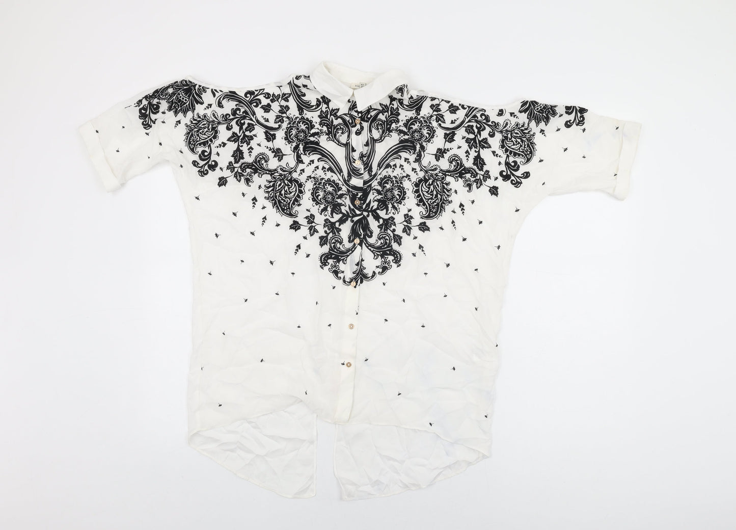 Womens UK Size 6 River Island White Basic Button-Up