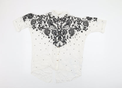 Womens UK Size 6 River Island White Basic Button-Up