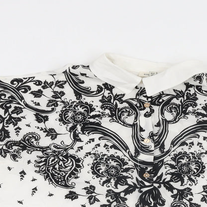 Womens UK Size 6 River Island White Basic Button-Up
