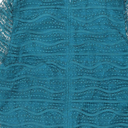 Mango Womens Blue Geometric Polyester Shift Size M Round Neck Zip