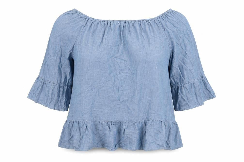 Tu Womens Blue Cotton Basic Blouse Size 18 Off the Shoulder