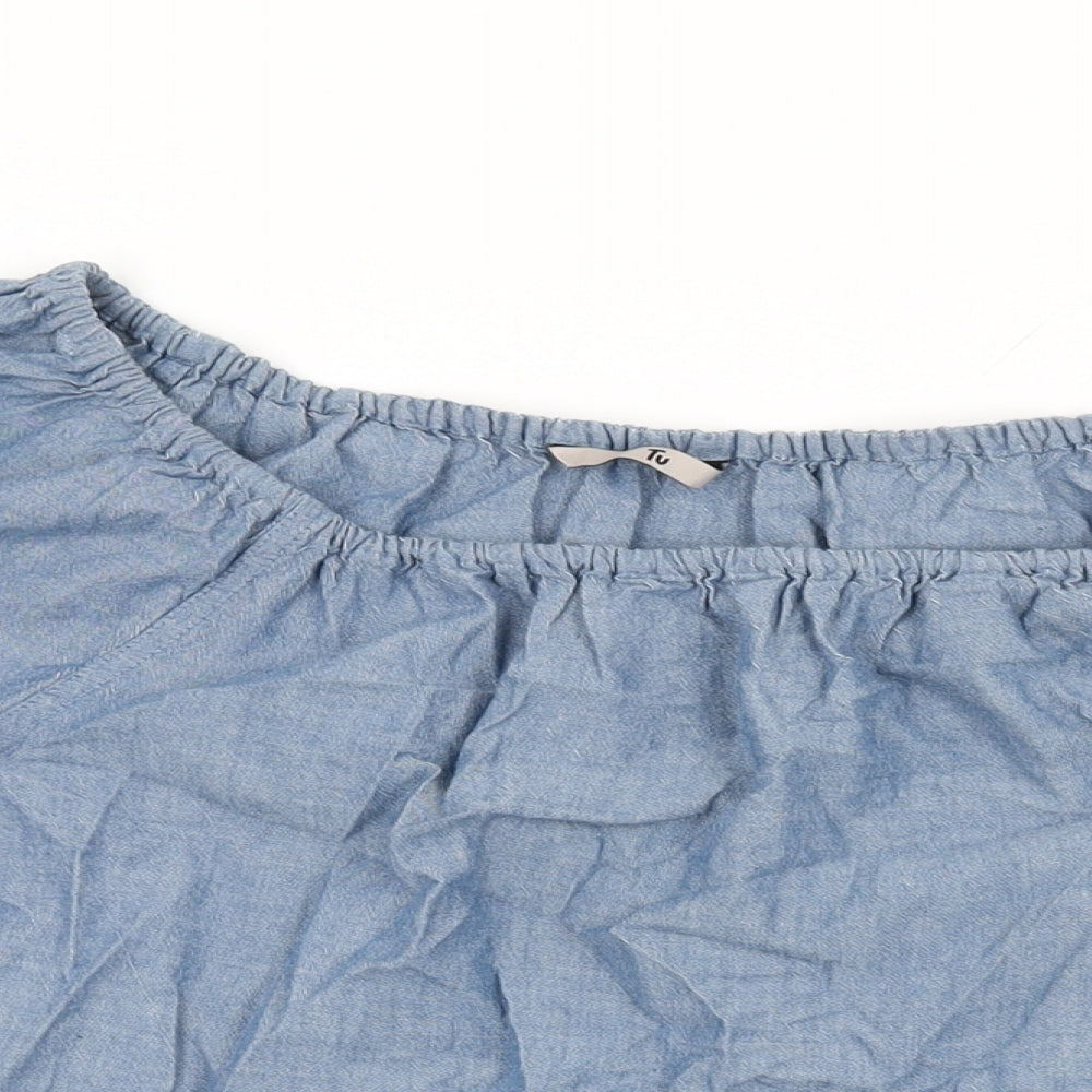 TU Womens Blue Cotton Basic Blouse Size 18 Off the Shoulder