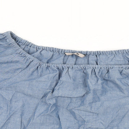 TU Womens Blue Cotton Basic Blouse Size 18 Off the Shoulder